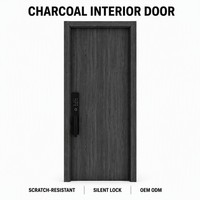 Portes intérieures pour villa, appartement, hôtel, grain de bois anthracite avec serrure électronique, finition couleur personnalisée, fabricant OEM ODM