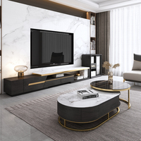 Ensembles de meubles de salon modernes avec support TV réglable et table basse avec rangement