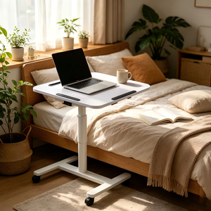 Best Price Space Saving MDF <strong>Top</strong> Height Adjustable <strong>Rolling</strong> <strong>Desk</strong> for Apartment Leisure Learning Office Use - Product Image 5