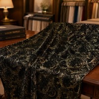 Tissu Velours Burnout en Mélange Nylon Viscose, Tissé Damassé à Motifs Floraux avec Fil Métallique, Bonne Tenue, Toucher Doux, Idéal pour Robe