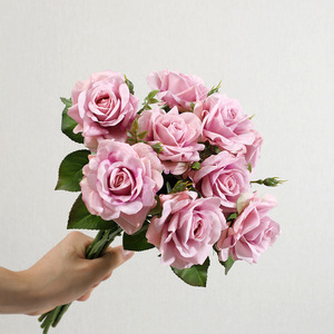 Simulated <b>Flower</b> Hand Feeling Moisturizing Curled Edge Rose Wedding Home Decoration Hotel Office Artificial <b>Flower</b> Plant - Product Image 1