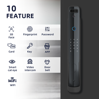 Cerradura Inteligente UIELOCK QA70 con Reconocimiento Facial 3D, Huella Dactilar, Cámara Wi-Fi Tuya, Compatible con Puertas de Madera
