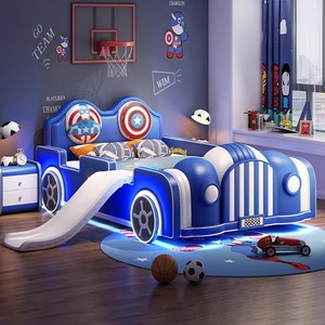 Modern Luxury Kids <strong>Bed</strong> for Boys | Cartoon Race <strong>Car</strong> Single <strong>Bed</strong> | Fun Interactive Playground <strong>Bed</strong> with Slide and Storage - Product Image 1