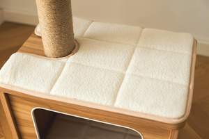 Modern Farmhouse Stylish Wooden <b>Cat</b> Bed Condo and <b>Scratching</b> <b>Post</b> in One Convenient Design Zzm Brand Europe Origin - Product Image 2