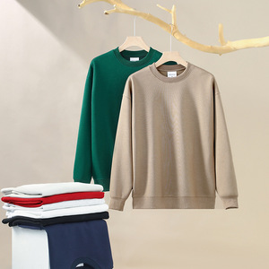 Men's Crew Neck Sweatshirt Solid Color Long Sleeve Loose Fit Anti-Pilling Autumn Winter Wear - Product Image 1