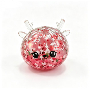 Nouveau Jouet à Presser Renne de Noël 5,5-8,5 cm, Squishy Pailleté Anti-Stress en Forme de Boulette - Product Image 1