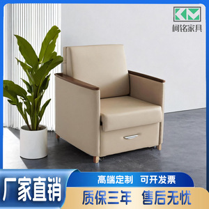 Multifunctional Single Folding <b>Sofa</b> <b>Bed</b> With <b>Storage</b> Cabinet Light Yellow Leather KM-PHS06 Living Room Use - Product Image 5