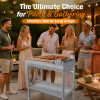 Barbecue Rotatif Automatique Commercial Moderne en Acier Inoxydable Premium Foukou avec Système de Sécurité Flamme et Commande par Bouton