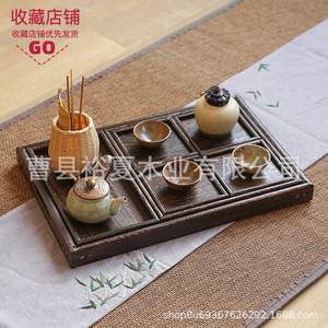 Solid Wood <b>Tea</b> <b>Tray</b> Paulownia Wood Rectangle 4-7 Compartments Multifunction Storage <b>Trays</b> For Kung Fu <b>Tea</b> Set - Product Image 3
