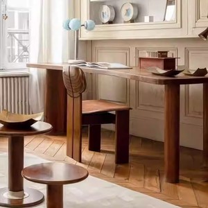 Vintage Solid Wood <b>Dining</b> <b>Chair</b> With Black Upholstered Seat For Home Use - Product Image 4