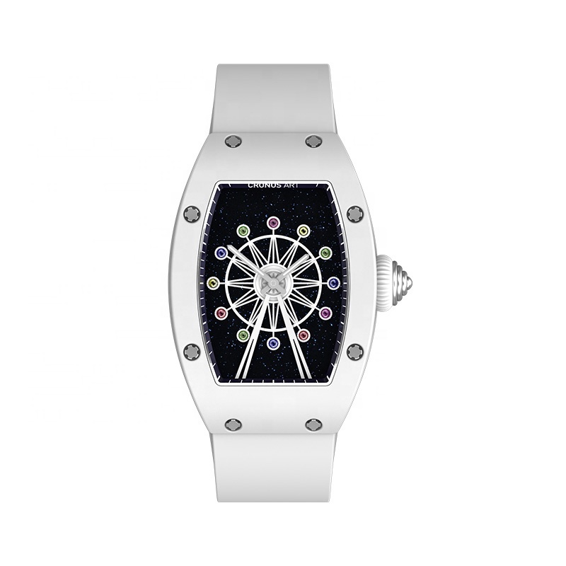 Elegant Quartz Ladies Watch Ceramic Tonneau
