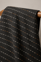 Tissu Jacquard Tricoté à Points Linéaires Brodés Noir, 100% Polyester, pour Manteaux et Vêtements d'Extérieur Tendance