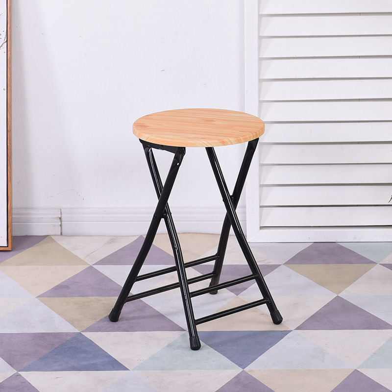 Wooden black frame, backless round stool
