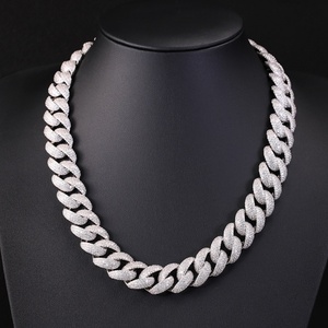 Bijoux Hip Hop Collier Cuban Link en diamant de 17 mm pour hommes Plaqué argent 925 Miami Cuban Iced Out VVS Moissanite Cuban Link Chain - Product Image 5