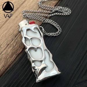 Collana con Ciondolo a Forma di Accendino VAF, Acciaio Inossidabile Lucidato, Catena da 60cm, Adatta per Accendini BIC <span class=keywords><strong>J3</strong></span> - Product Image 1