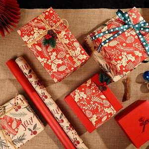 Venta al por mayor desechable silicona recubierta virgen 80g 43*300cm papel de regalo de Navidad - Product Image 3