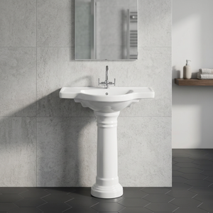 Lavabo rectangulaire en céramique de porcelaine blanche avec piédestal complet, design européen, pour villa et usage commercial - Product Image 6