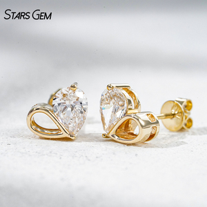 Lab Diamond <b>Earrings</b> 10K Gold Pear Cut 1.35CTW DEF Color VS Clarity Lab Grown Diamond Stone <b>Stud</b> <b>Earrings</b> - Product Image 4