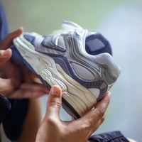 Ysd Baskets athlétiques vintage pour hommes, avec empeigne en maille, à lacets, semelle épaisse, semelle intermédiaire en cuir véritable, absorption des chocs, chaussures de tous les jours