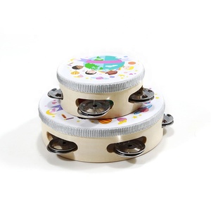 <span class=keywords><strong>Tambourin</strong></span> rond en bois pour enfants, <span class=keywords><strong>petit</strong></span> tambour à main en bois, 15 cm, pour jouets éducatifs, logo personnalisé - Product Image 2