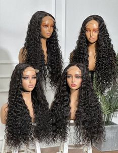 Perruque en cheveux humains brésiliens Remy à dentelle frontale transparente HD, <span class=keywords><strong>Afro</strong></span> Deep Wave, longue et lisse, noire, densité 250%, cheveux de bébé - Product Image 2