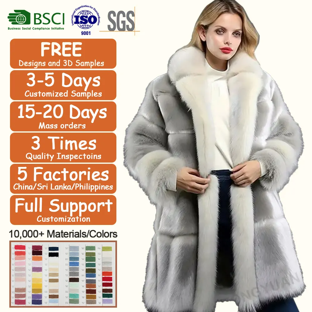 Custom Clothing Manufacturers Cross border Faux Fur Plus Size Coats Coat Women Faux Fur Stitching Faux Fur womens Coat