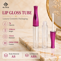 Tube à gloss vide personnalisé transparent en plastique avec bouchon à vis, emballage cosmétique pour rouge à lèvres et blush, vente en gros