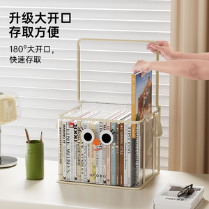 Boîte de rangement transparente pliable pour livres, grande capacité, portable, pour étudiants, salon, forme rectangulaire - Product Image 4