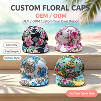 Gorra Snapback Plana Premium al por Mayor con Diseño Floral en Blanco para Impresión, Gorra de Verano Hawaiana, Gorra Deportiva de Playa