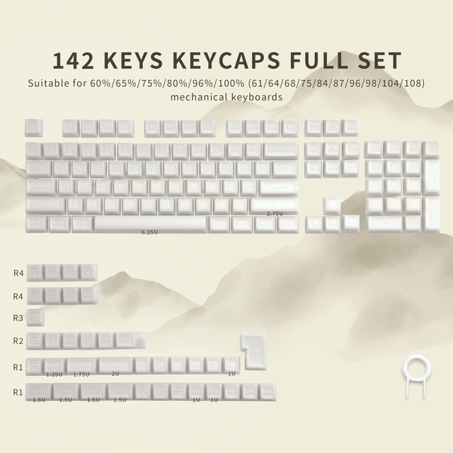 XVX Keycaps White Jade Translucent SA Profile Double Shot PBT Keycap (142-Key) English Custom Computer Keyboard