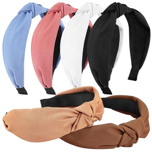 Serre-têtes pour femmes et filles - Lot <span class=keywords><strong>de</strong></span> 6 serre-têtes élégants à nœud supérieur - Serre-tête noué pour femmes - Bandeaux larges pour cheveux - Product Image 1