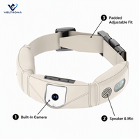 Collier intelligent pour animaux de compagnie avec caméra intégrée, collier pour chien avec haut-parleur et micro, collier rembourré réglable de couleur kaki