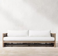 Ensemble de canapés de jardin en teck moderne et écologique avec mobilier de salle à manger extérieur pour cour et hôtel
