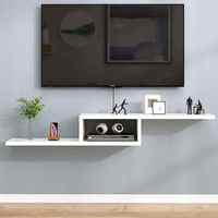 Meuble TV contemporain simple avec étagère de plafond et support pour routeur, idéal pour petits appartements, hôtels et salons, parfait pour les espaces étroits, à suspendre