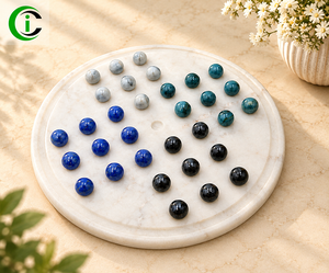Premium <b>Marble</b> <b>Solitaire</b> Board Game 9 Inch with White Green Blue Black Balls Natural Stone Tabletop Game for Home Office Decor - Product Image 1