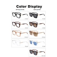 Lunettes de lecture LC à monture carrée marron transparente en acétate avec branches en métal Logo personnalisé Lunettes de lecture à lumière bleue Hommes Femmes
