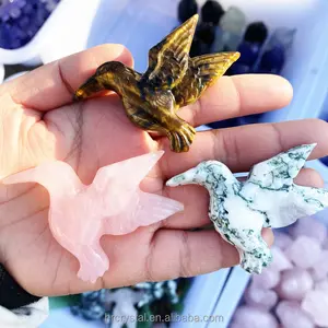 Healing Semi-precious Stone Bird Crafts Crystal Hummingbird Gemstone Crystal Animal Carvings