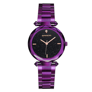 SANDA 243 beautiful purple girls bling <span class=keywords><strong>orologio</strong></span> al quarzo cinturino in acciaio super resistente all'acqua sottile <span class=keywords><strong>orologio</strong></span> da polso da lavoro conciso - Product Image 5