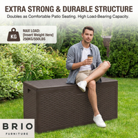 Boîte de rangement extérieure de 120 gallons, grande boîte de rangement imperméable pour terrasse, conteneur de rangement en résine verrouillable pour coussins de patio, outils de jardin