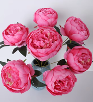 Bouquet de pivoines artificielles à 7 têtes de style européen, fleurs murales pour mariages et décoration de table, pivoines en soie de style occidental, fleurs centrales