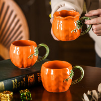 Tasse en céramique artisanale créative en forme de citrouille - Cadeau d'Halloween très populaire, personnalisable, résistante aux hautes températures, compatible micro-ondes, pour le bureau