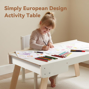 Mesa <span class=keywords><strong>de</strong></span> Juego Plegable 3 en 1, Mesa <span class=keywords><strong>de</strong></span> Actividades <span class=keywords><strong>de</strong></span> Madera para Niños con Bloques <span class=keywords><strong>de</strong></span> Construcción para Cuarto Infantil - Product Image 4