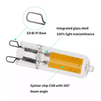 G9 Lighting Led 230V 2W3W4W COB Ampoule à LED Corps en verre Blanc chaud Source d'éclairage à LED Remplacer la lumière cristalline Ancienne ampoule halogène