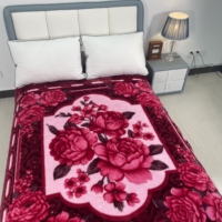 Deckenfabrik Maßgefertigte Designs mit Rosen- und Pfingstrosenmuster Geprägte Doppelschichtige Winter-Polyester-Raschel-Decken
