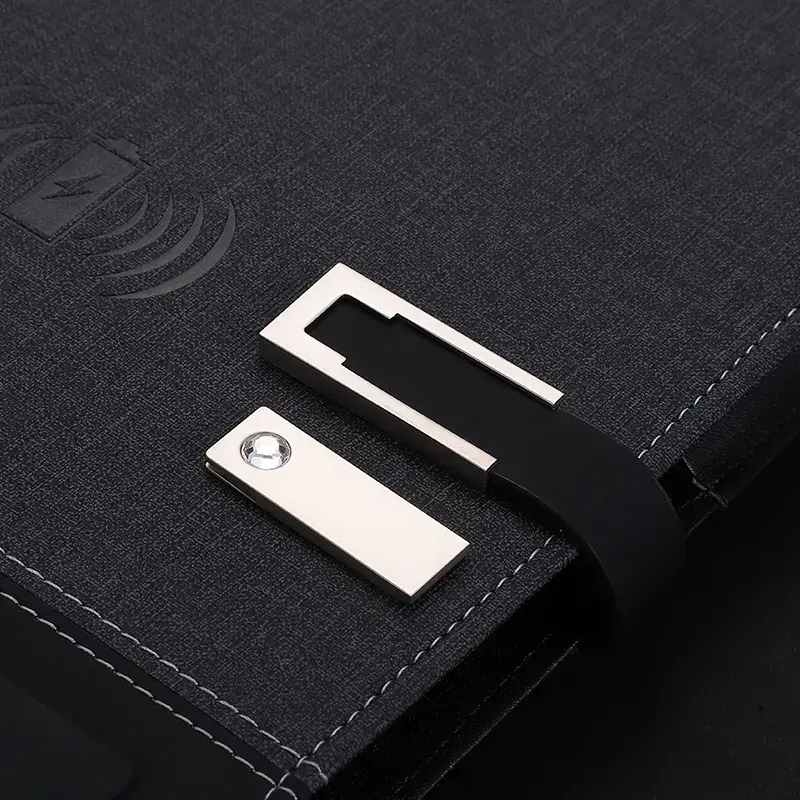 Colore personalizzato si possiede il design del logo del marchio caricatore senza fili di registrazione in pelle intelligente diario blocco per impronte digitali ad alto Notebook di lusso