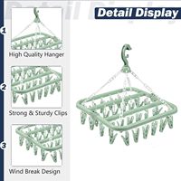 Séchoir à linge pliable en plastique à 32 pinces avec support suspendu, emballé en carton, design peu encombrant pour vêtements, sous-vêtements et chaussettes