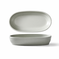 Ensemble de bols de service ovales en mélamine gris mat, résistants aux chocs, sans BPA, lavables au lave-vaisselle, écologiques, design contemporain pour la famille