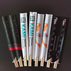 Baguettes jetables naturelles en vrac, personnalisées, imprimées, emballées individuellement dans du papier, baguettes <span class=keywords><strong>à</strong></span> <span class=keywords><strong>sushi</strong></span> - Product Image 1