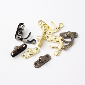 Wooden Box Hook Lock Horn Lock Gift Box Buckle 27x32mm Plated Iron Durable For Bags And Packaging - Product Image 1