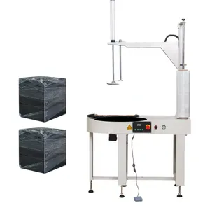 Wallepac Automatic Turntable Carton Box Stretch Film Packing Machine Pallet Vertical Luggage Wrapping Machine With Air Cylinder